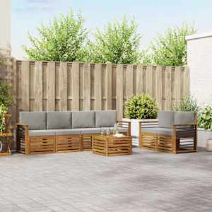 Zunanja garnitura za sedenje 7 pcs Naravna in svetlo siva