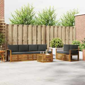 Zunanja garnitura za sedenje 7 pcs Naravna in antracitna