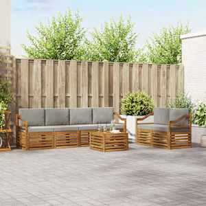 Zunanja garnitura za sedenje 7 pcs Naravna in svetlo siva