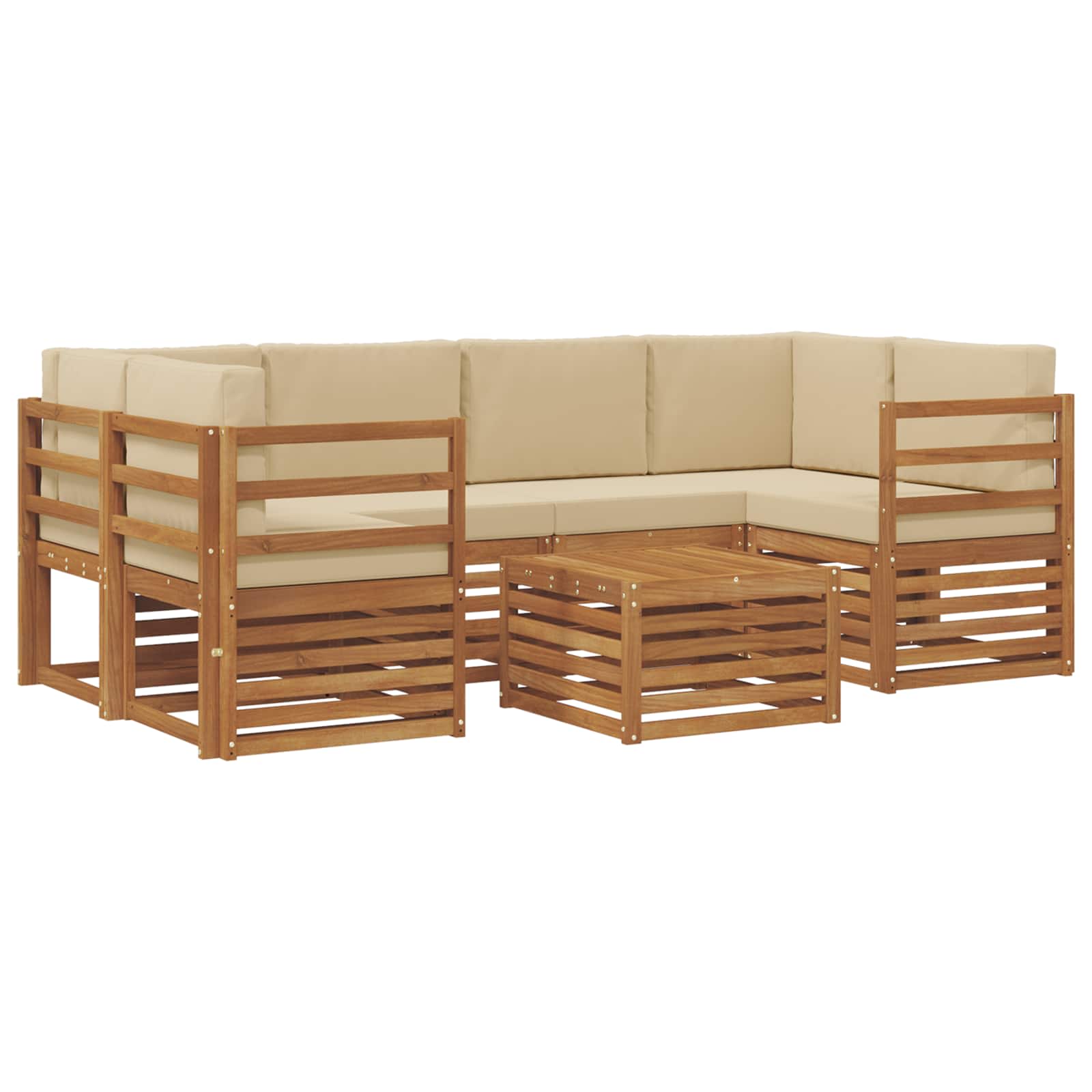 vidaXL Buiten bankenset 7 st 6-zits Natuurlijk en Beige, foto 3