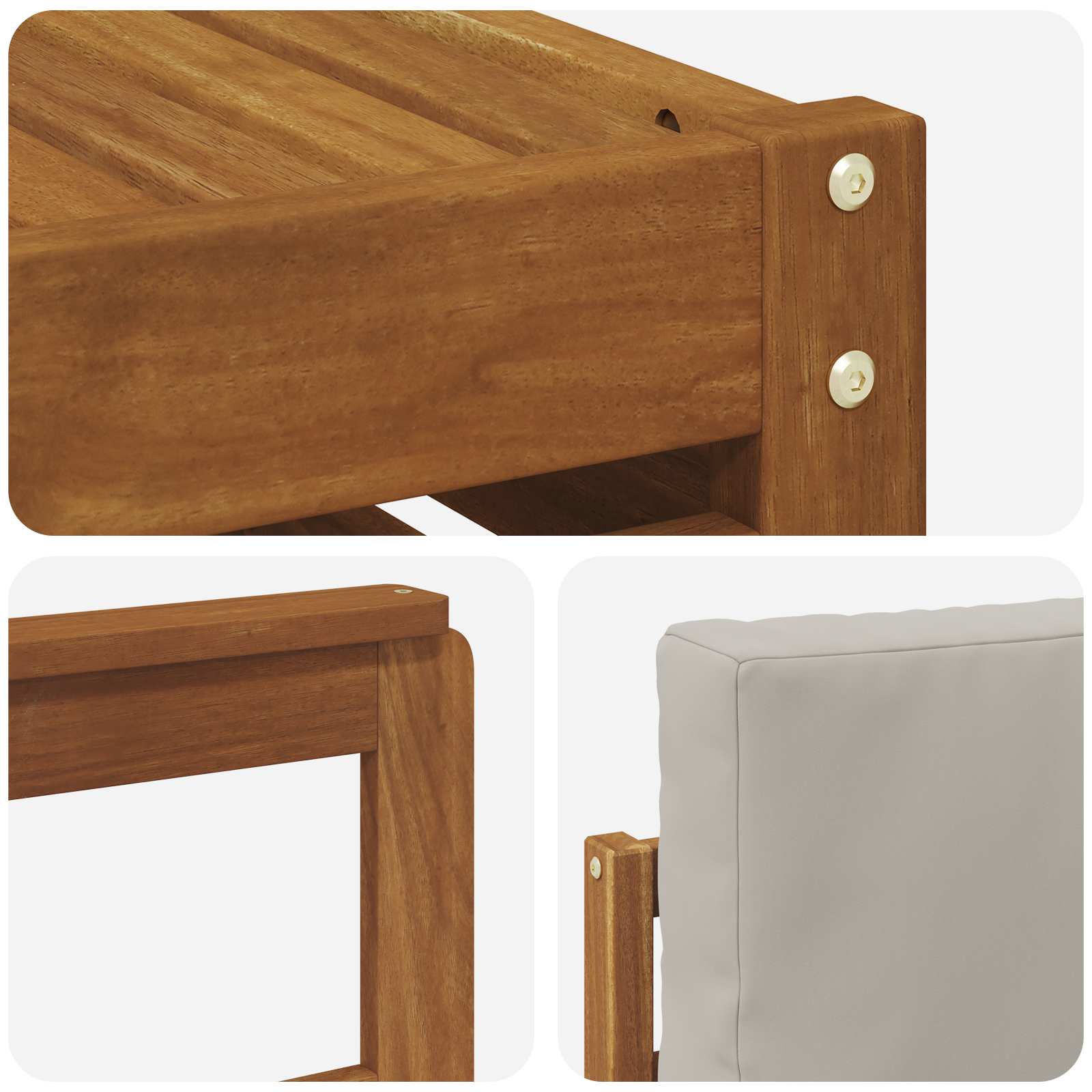 Sofa-Sets 7 pcs Natuurlijk en Lichtgrijs Massief Acaciahout image 7