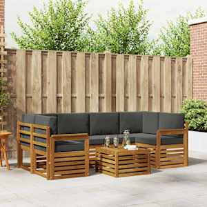 Zunanja garnitura za sedenje 7 pcs Naravna in antracitna