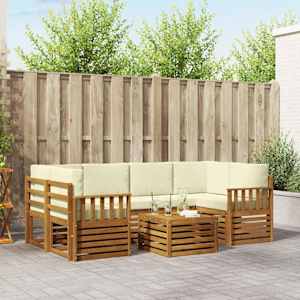 Zunanja garnitura za sedenje z blazino 7 pcs Naravna in smetana