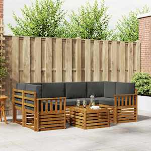 Zunanja garnitura za sedenje 7 pcs Naravna in antracitna