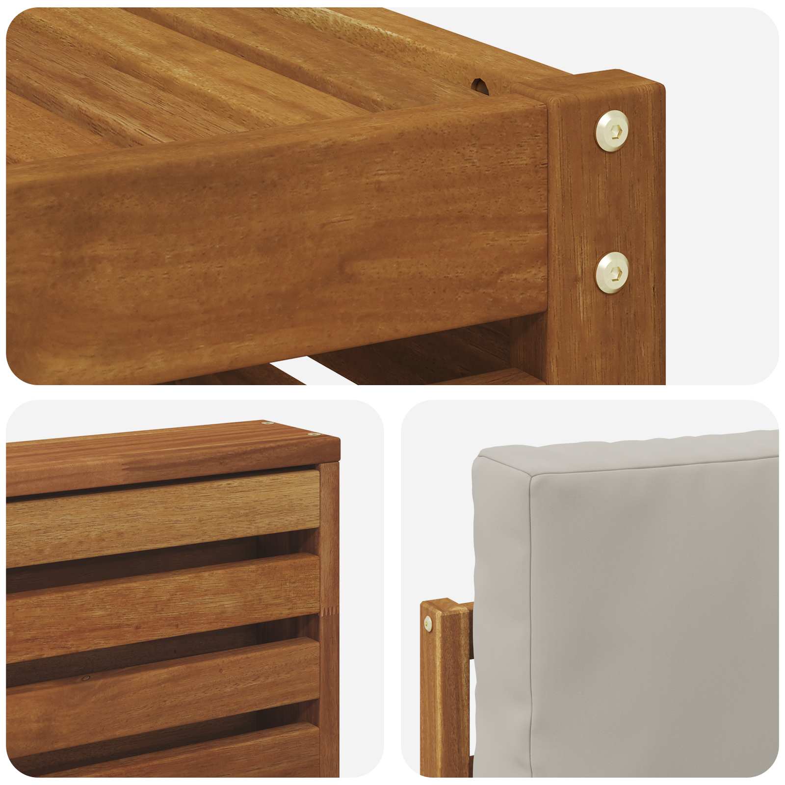 Sofa-Sets 7 pcs Natuurlijk en Lichtgrijs Massief Acaciahout image 7