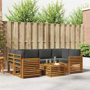 Zunanja garnitura za sedenje 7 pcs Naravna in antracitna