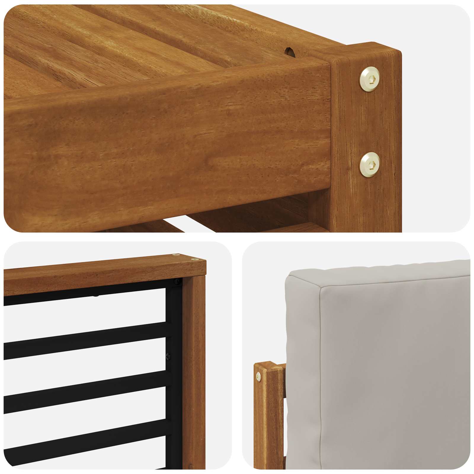 Sofa-Sets 7 pcs Natuurlijk en Lichtgrijs Massief Acaciahout image 7