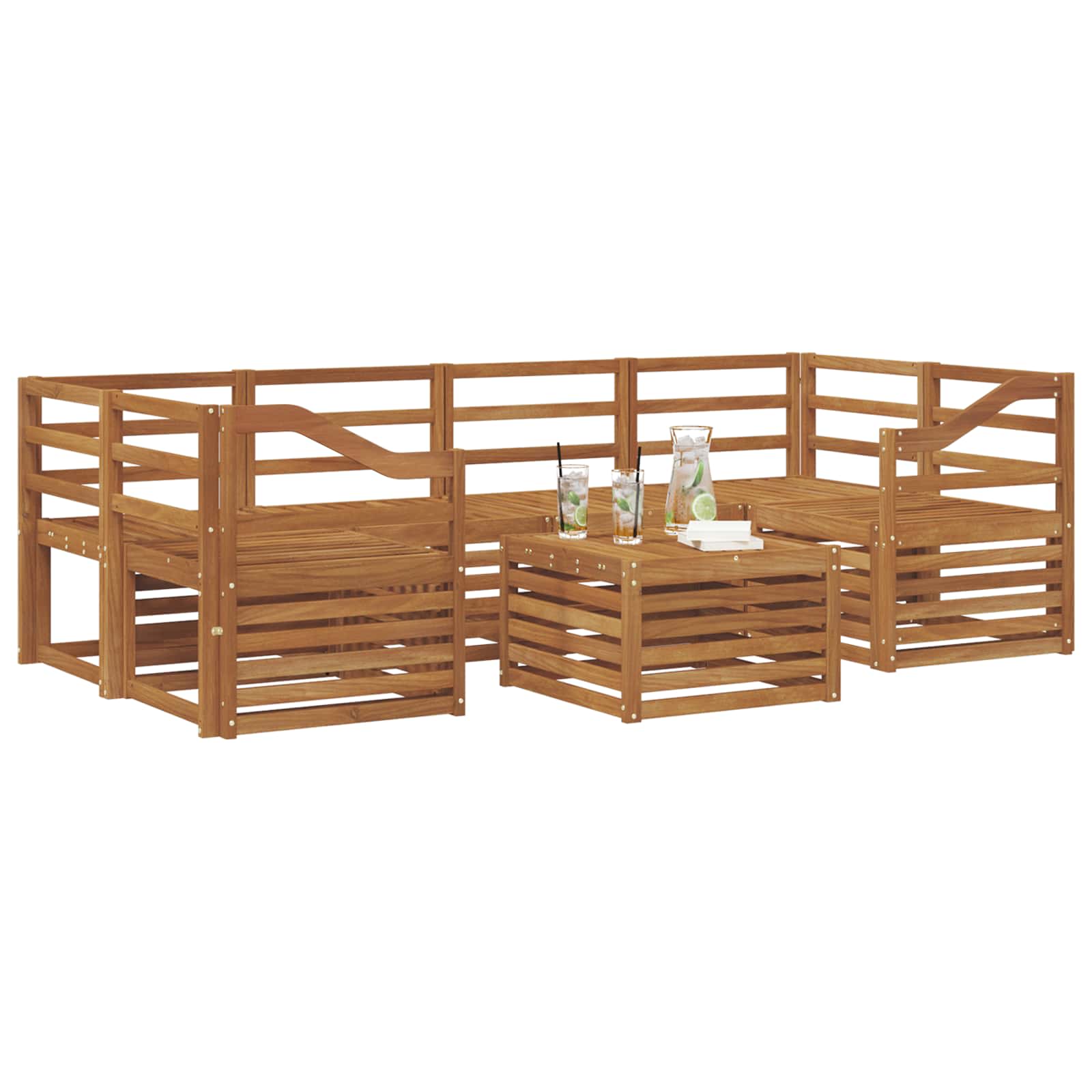 Sedežne garniture 7 pcs Naravna Masiven les akacije - slika 3