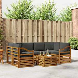 Zunanja garnitura za sedenje 7 pcs Naravna in antracitna