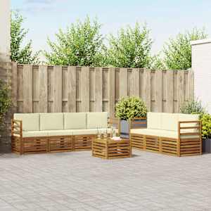 Sedežne garniture 8 pcs Naravna in smetana Masiven les akacije