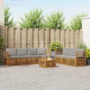 Sedežne garniture z blazino 8 pcs Naravna in svetlo siva