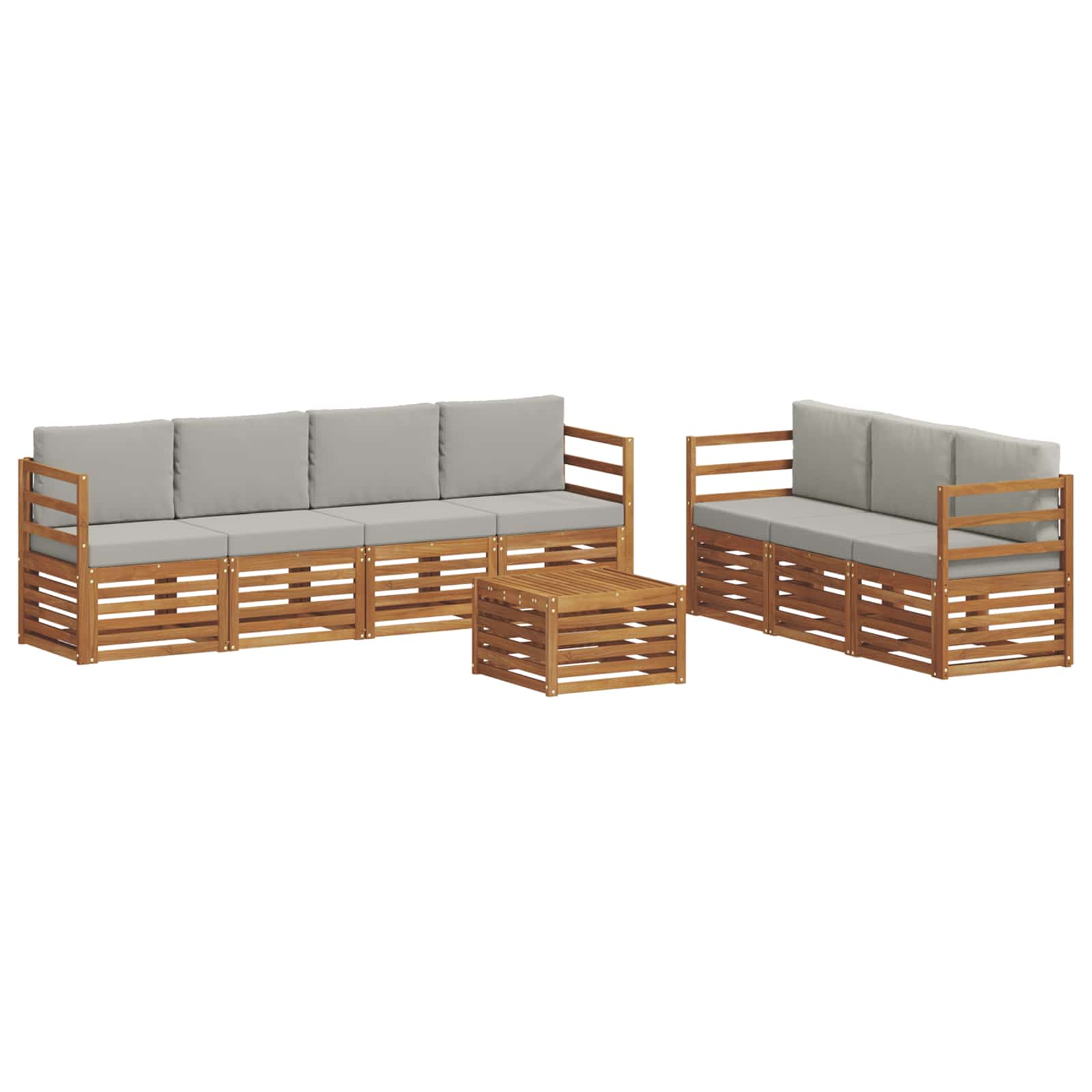 Sofa-Sets 8 pcs Natuurlijk en Lichtgrijs Massief Acaciahout image 2