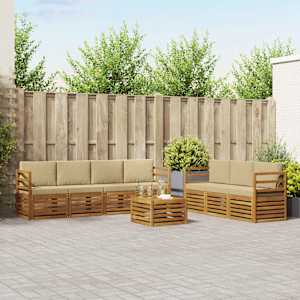 Sedežne garniture 8 pcs Naravna in bež Masiven les akacije