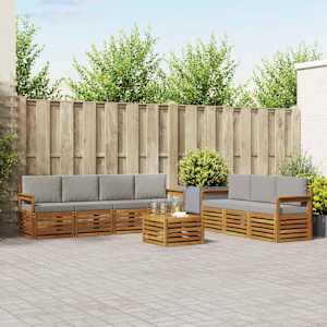 Sedežne garniture z blazino 8 pcs Naravna in svetlo siva