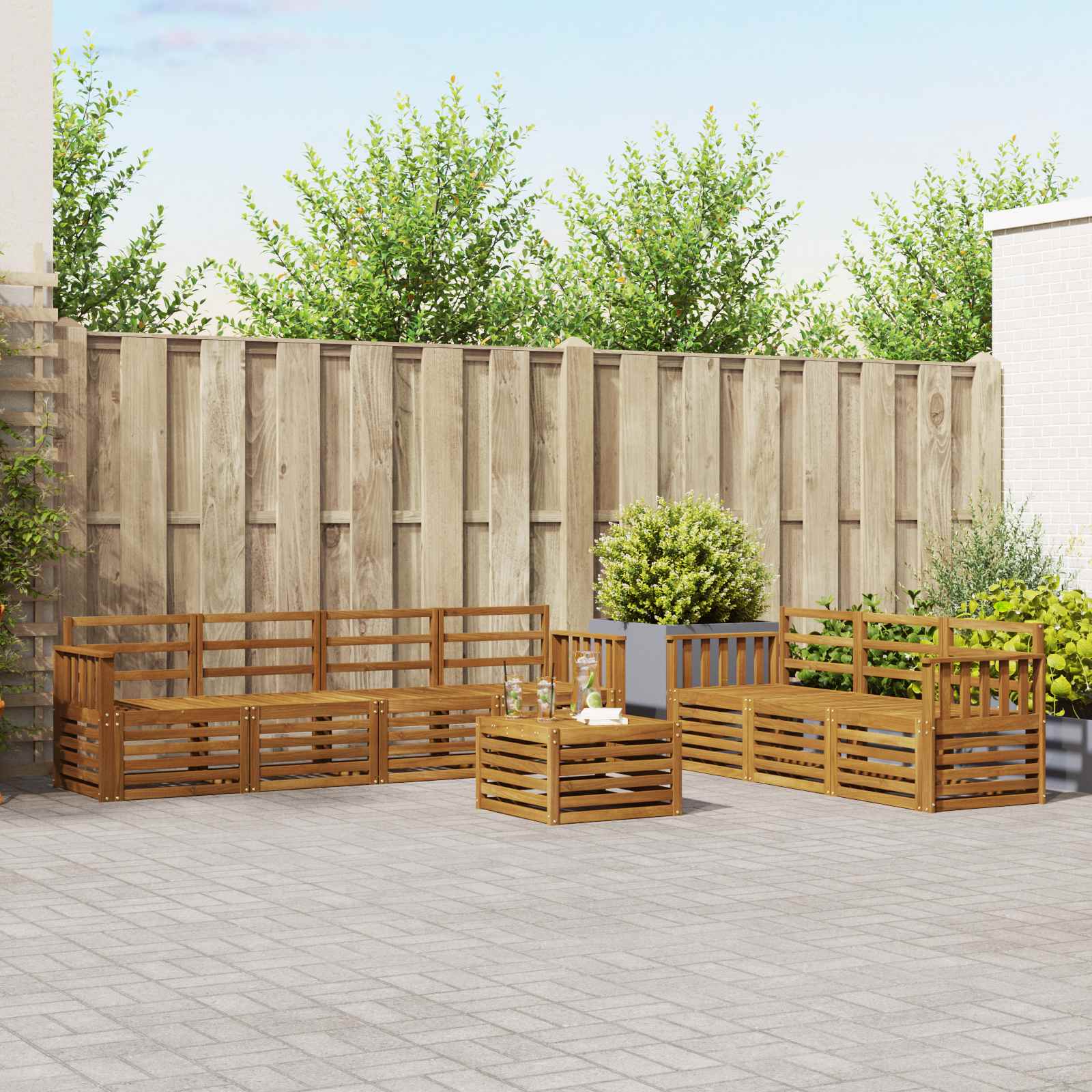 Sofa-Sets 8 pcs Naturel Massief Acaciahout