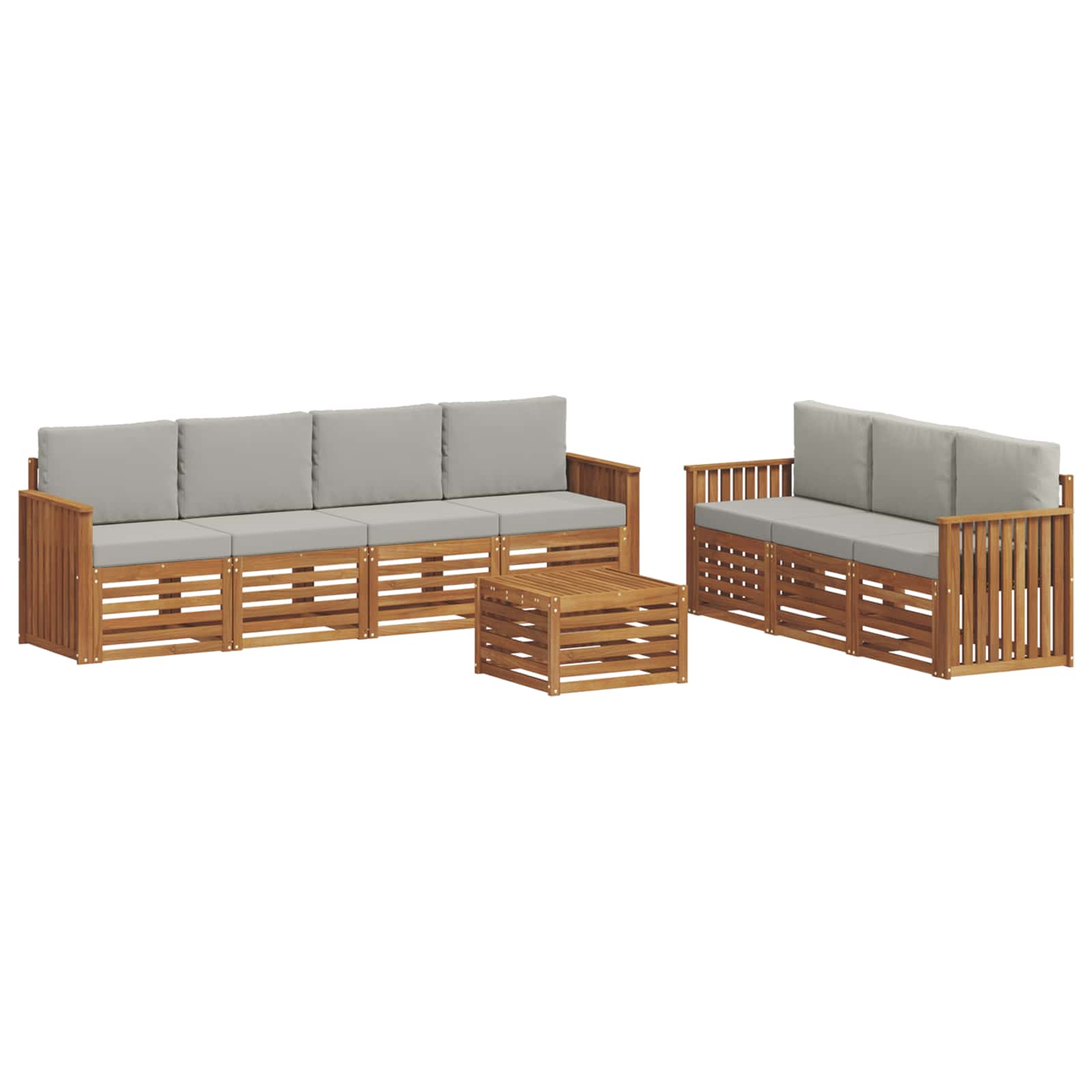Sofa-Sets 8 pcs Natuurlijk en Lichtgrijs Massief Acaciahout image 2