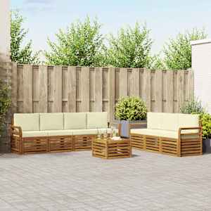 Sedežne garniture 8 pcs Naravna in smetana Masiven les akacije