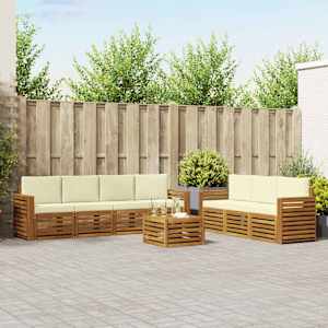 Sedežne garniture 8 pcs Naravna in smetana Masiven les akacije