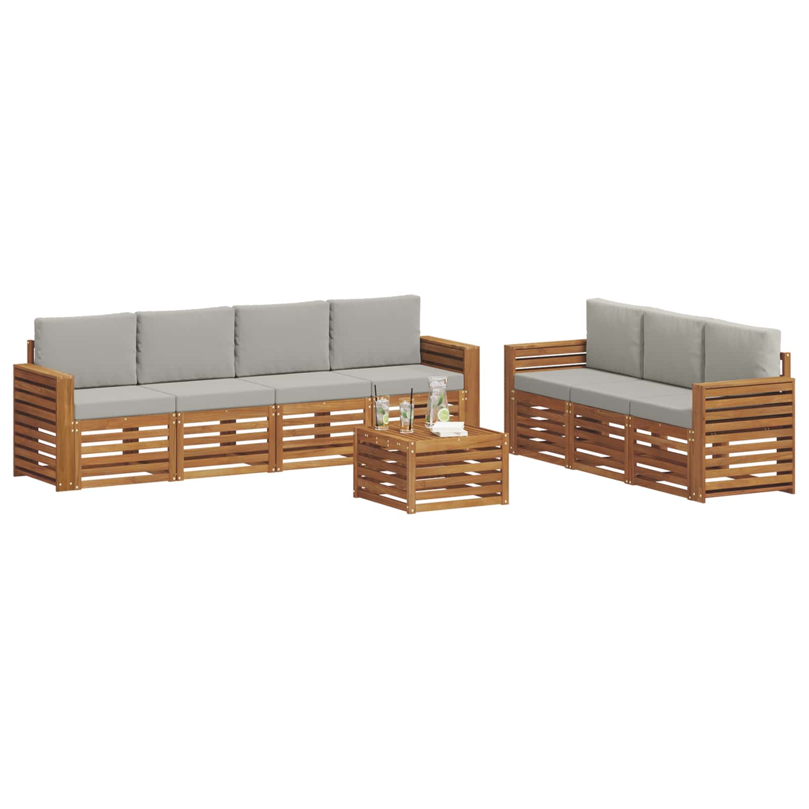 Sedežne garniture z blazino 8 pcs Naravna in svetlo siva - slika 3