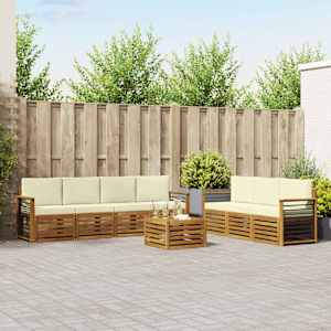 Sedežne garniture 8 pcs Naravna in smetana Masiven les akacije