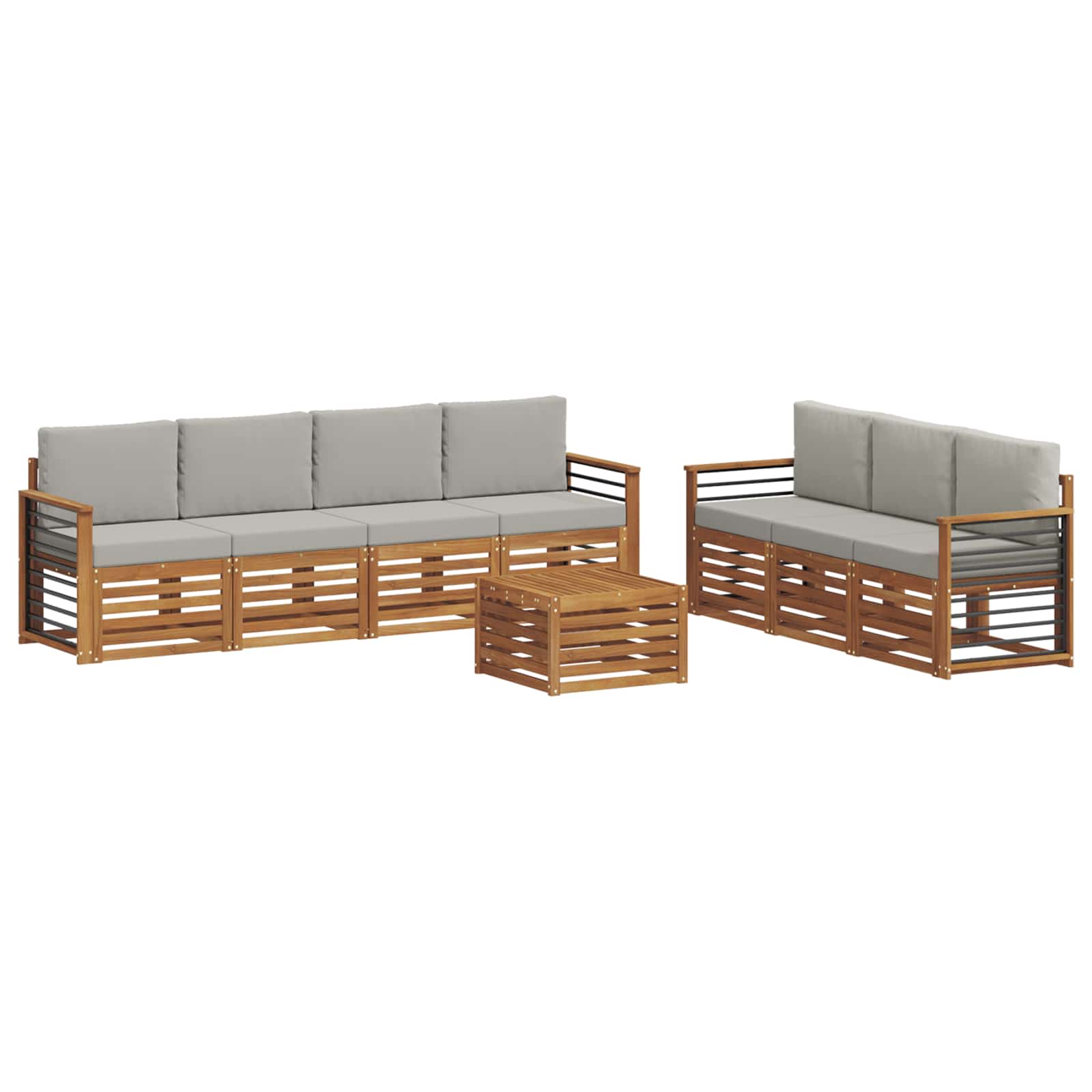 Sedežne garniture z blazino 8 pcs Naravna in svetlo siva - slika 2