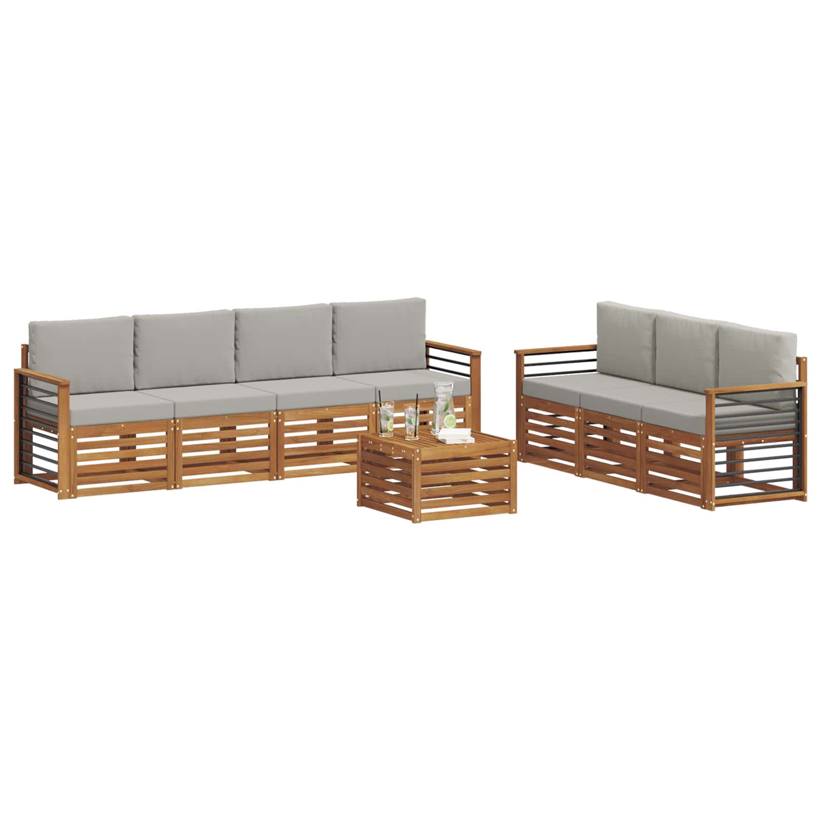 Sedežne garniture z blazino 8 pcs Naravna in svetlo siva - slika 3