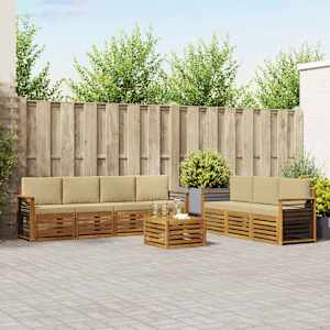 Sedežne garniture 8 pcs Naravna in bež Masiven les akacije