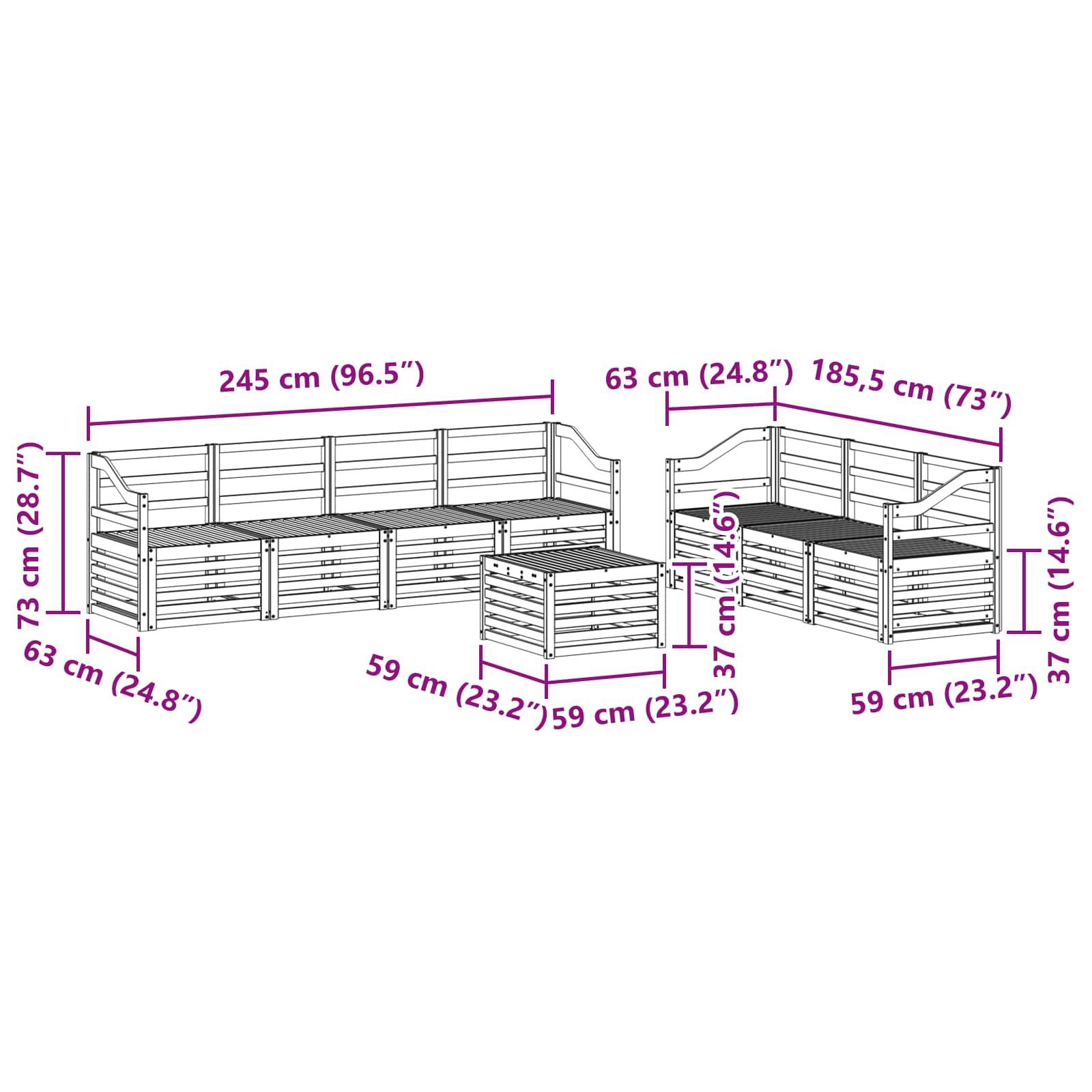 Sedežne garniture 8 pcs Naravna Masiven les akacije - slika 9