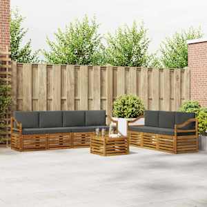 Sedežne garniture z blazino 8 pcs Naravna in antracitna