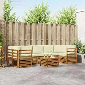 Zunanja garnitura za sedenje z blazino 8 pcs Naravna in smetana