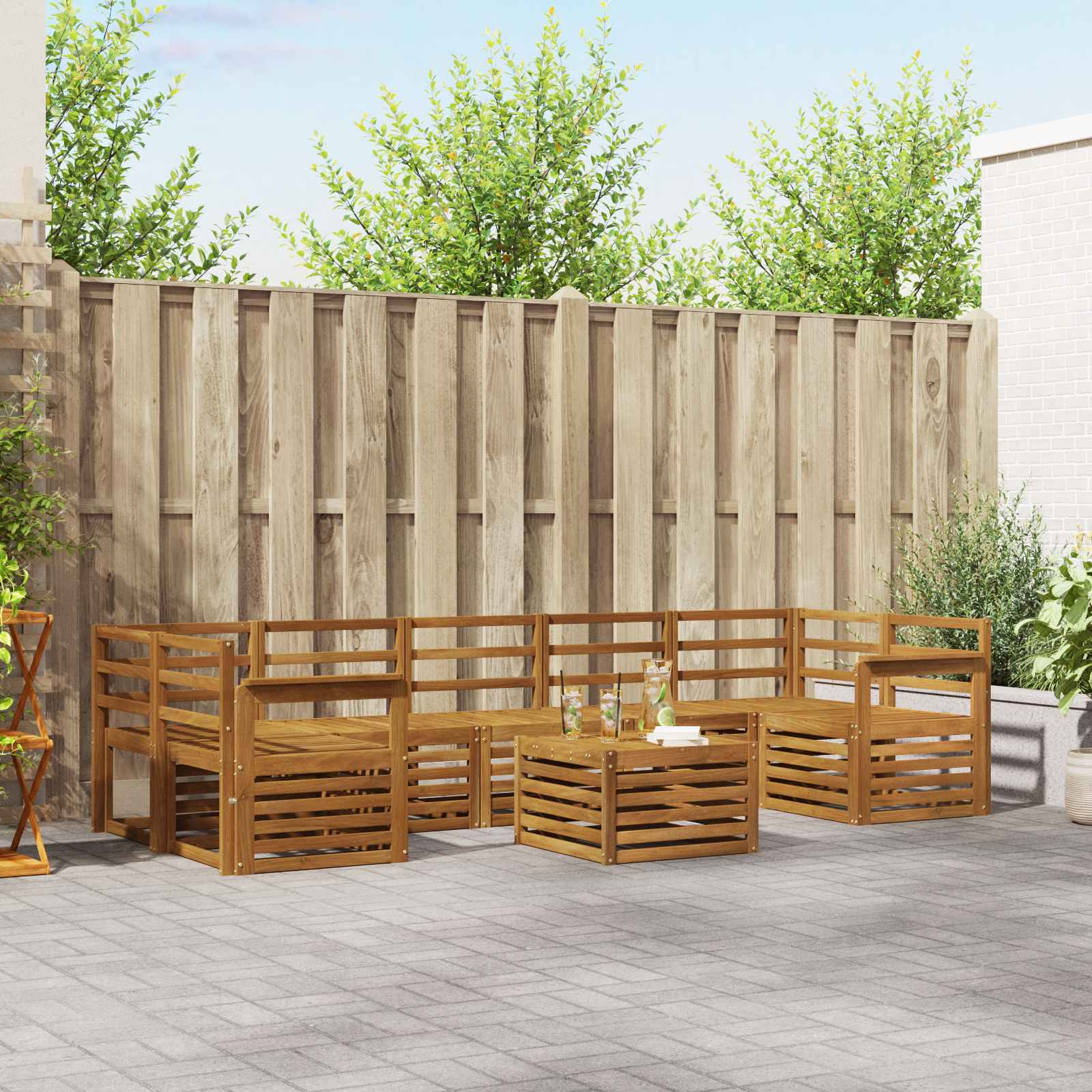 Sofa-Sets 8 pcs Naturel Massief Acaciahout image 1