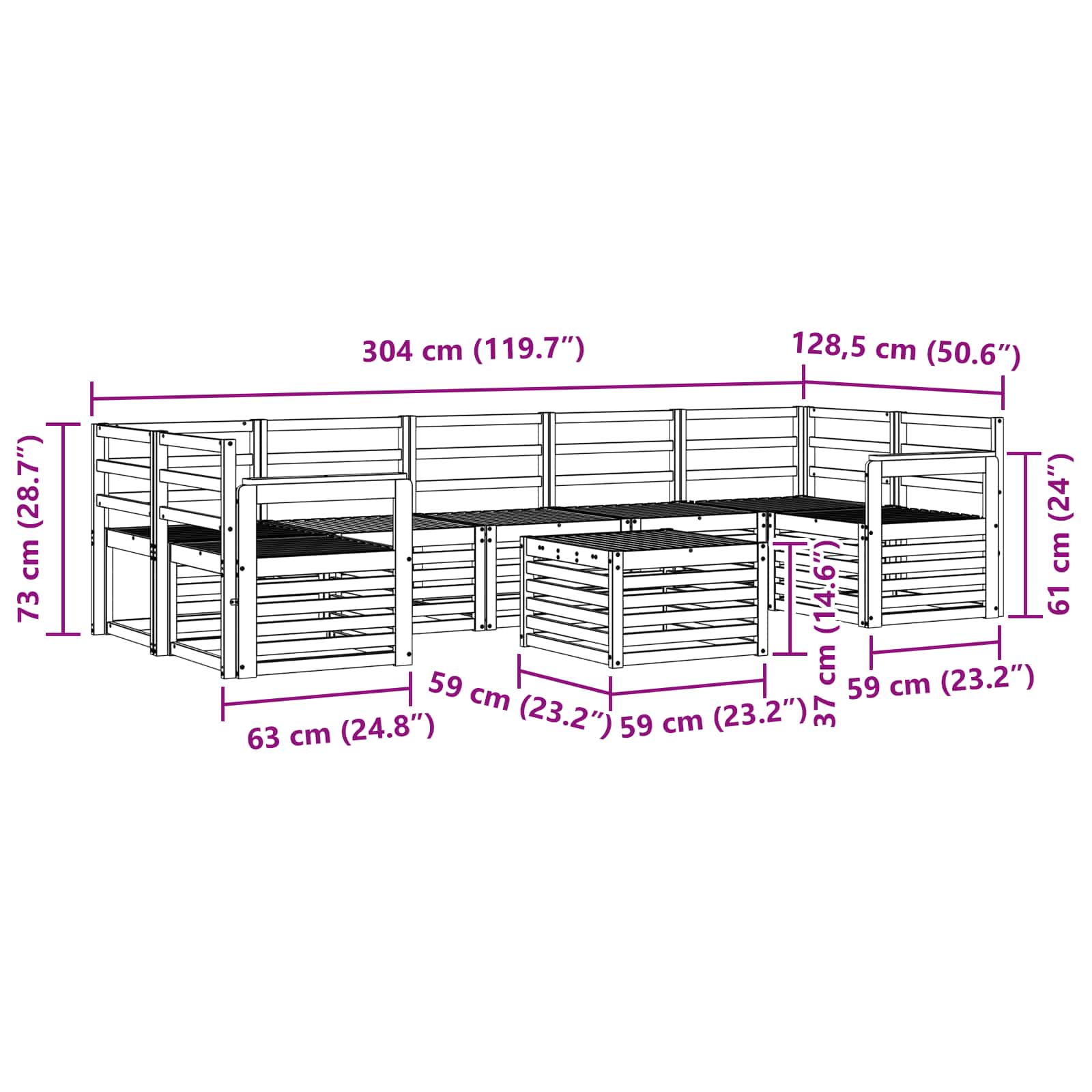 Sofa-Sets 8 pcs Naturel Massief Acaciahout image 9