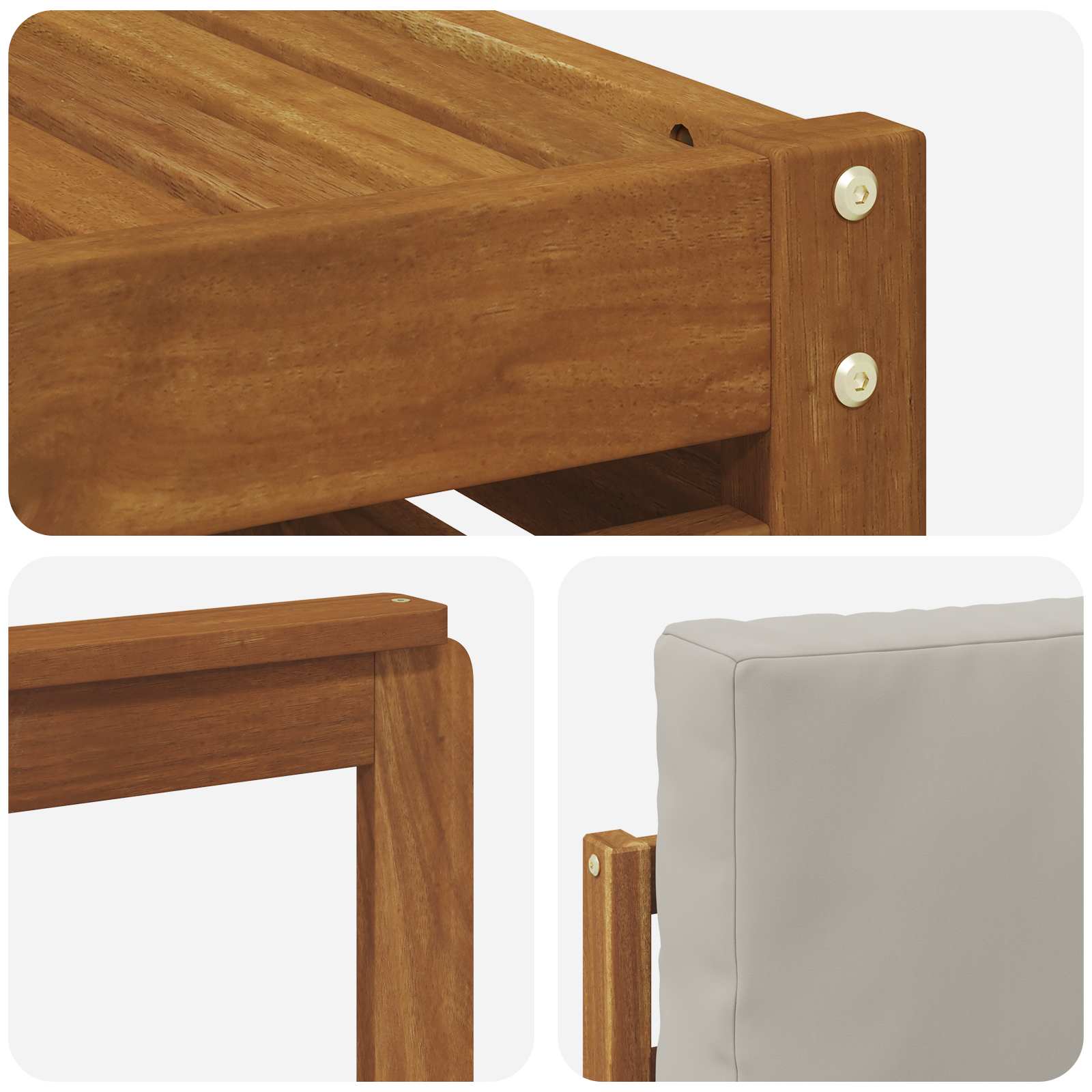 Sofa-Sets 8 pcs Natuurlijk en Lichtgrijs Massief Acaciahout image 7