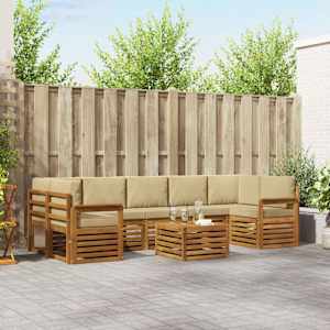 Zunanja garnitura za sedenje z blazino 8 pcs Naravna in bež