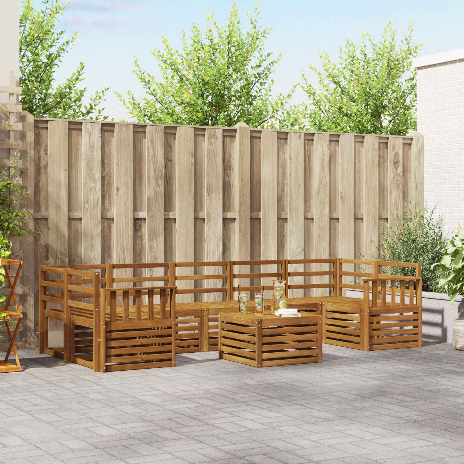 Sofa-Sets 8 pcs Naturel Massief Acaciahout image 1