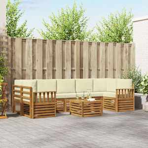 Zunanja garnitura za sedenje z blazino 8 pcs Naravna in smetana