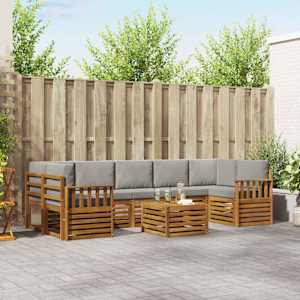 Zunanja garnitura za sedenje 8 pcs Naravna in svetlo siva