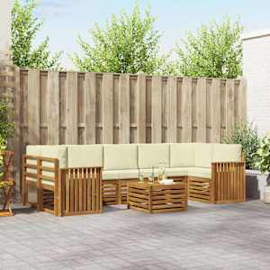 Zunanja garnitura za sedenje z blazino 8 pcs Naravna in smetana