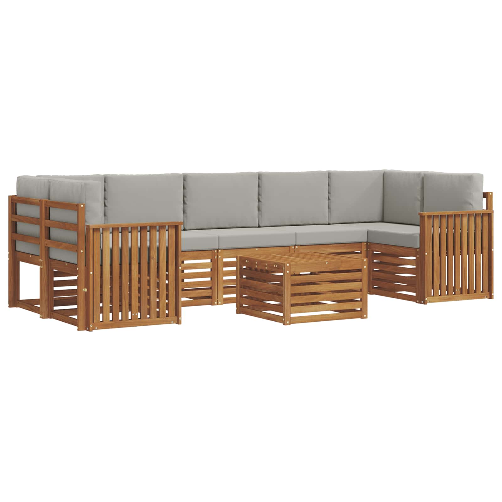 Zunanja garnitura za sedenje 8 pcs Naravna in svetlo siva - slika 2