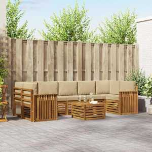 Zunanja garnitura za sedenje z blazino 8 pcs Naravna in bež