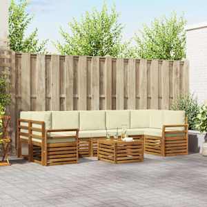 Zunanja garnitura za sedenje z blazino 8 pcs Naravna in smetana