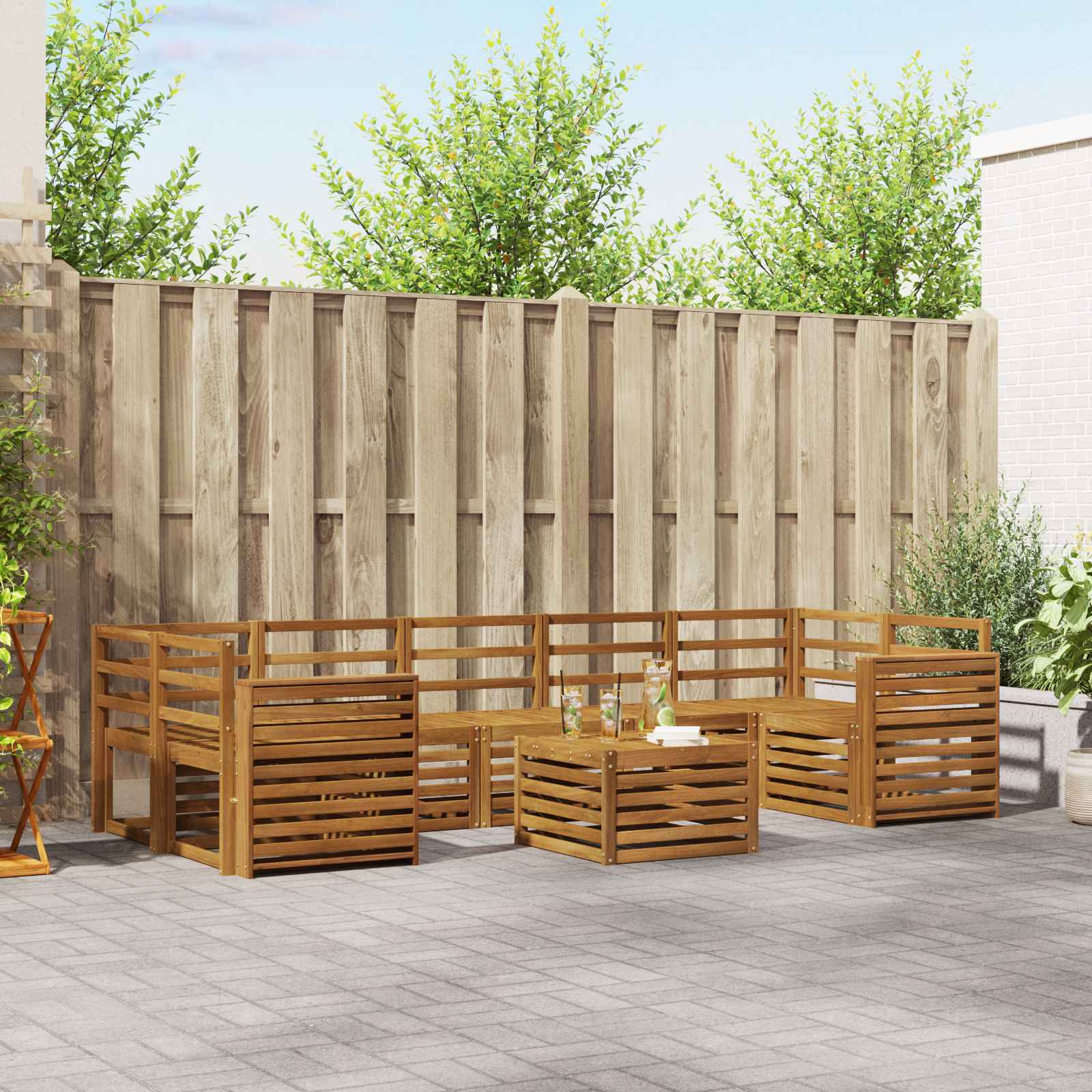 Sofa-Sets 8 pcs Naturel Massief Acaciahout image 1