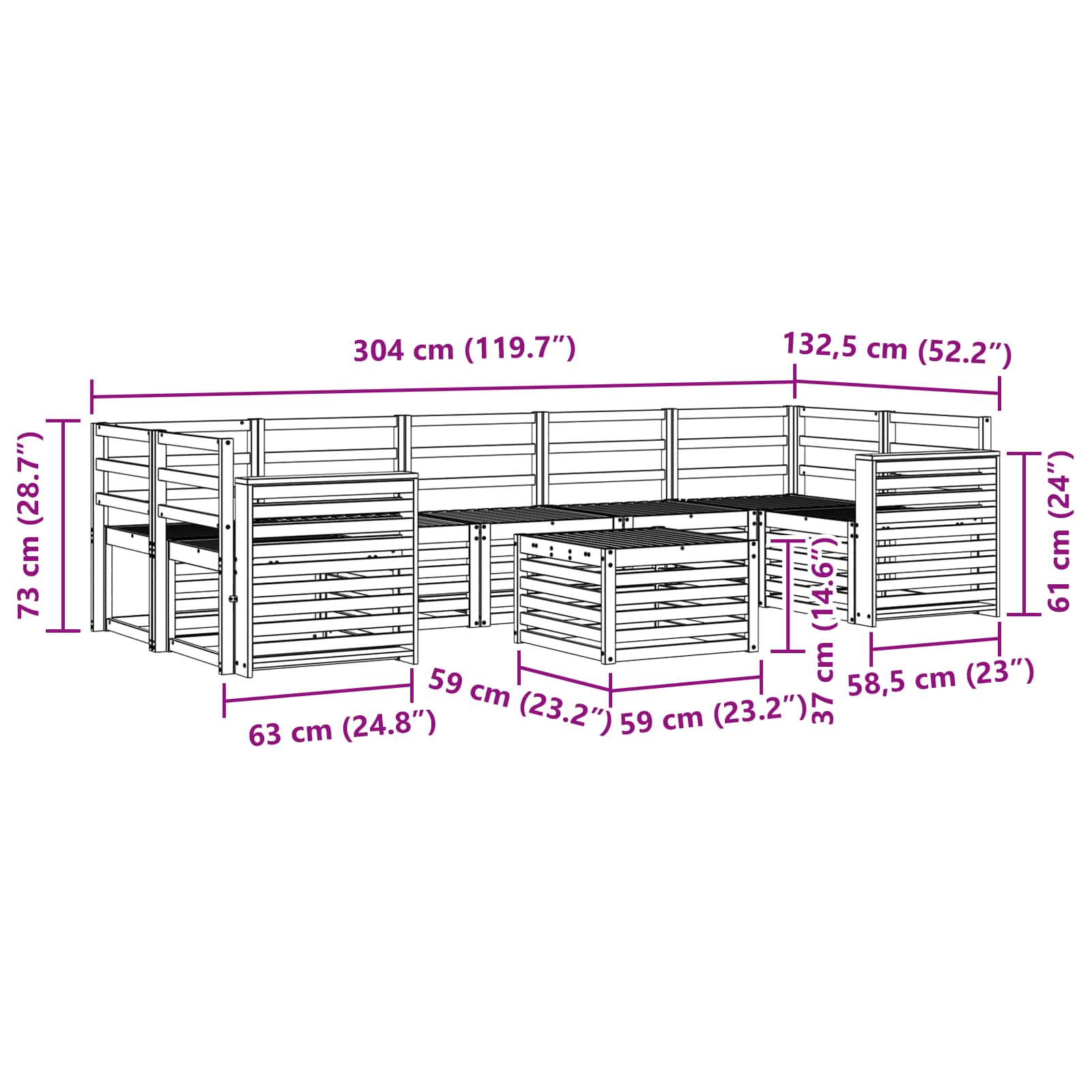 Sofa-Sets 8 pcs Naturel Massief Acaciahout image 9