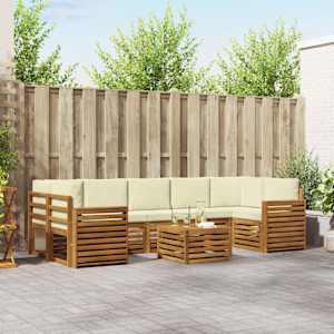 Zunanja garnitura za sedenje z blazino 8 pcs Naravna in smetana