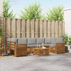 Zunanja garnitura za sedenje 8 pcs Naravna in svetlo siva