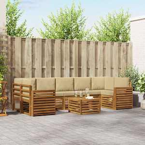 Zunanja garnitura za sedenje z blazino 8 pcs Naravna in bež