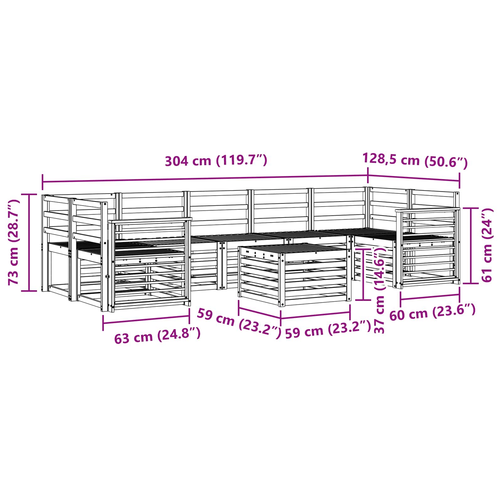 Sofa-Sets Naturel Massief Acaciahout image 9