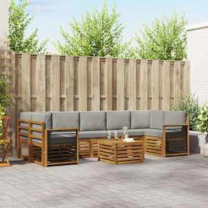 Zunanja garnitura za sedenje 8 pcs Naravna in svetlo siva