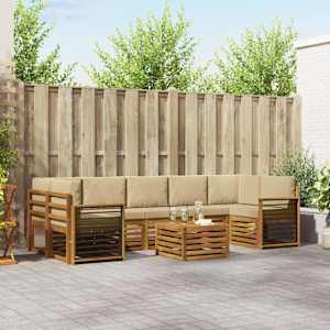 Zunanja garnitura za sedenje z blazino 8 pcs Naravna in bež