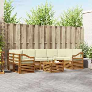 Zunanja garnitura za sedenje z blazino 8 pcs Naravna in smetana